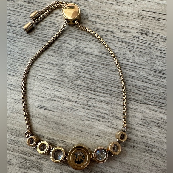 Michael Kors Brilliance Logo Gold Crystal Slider Bracelet - Picture 2 of 3